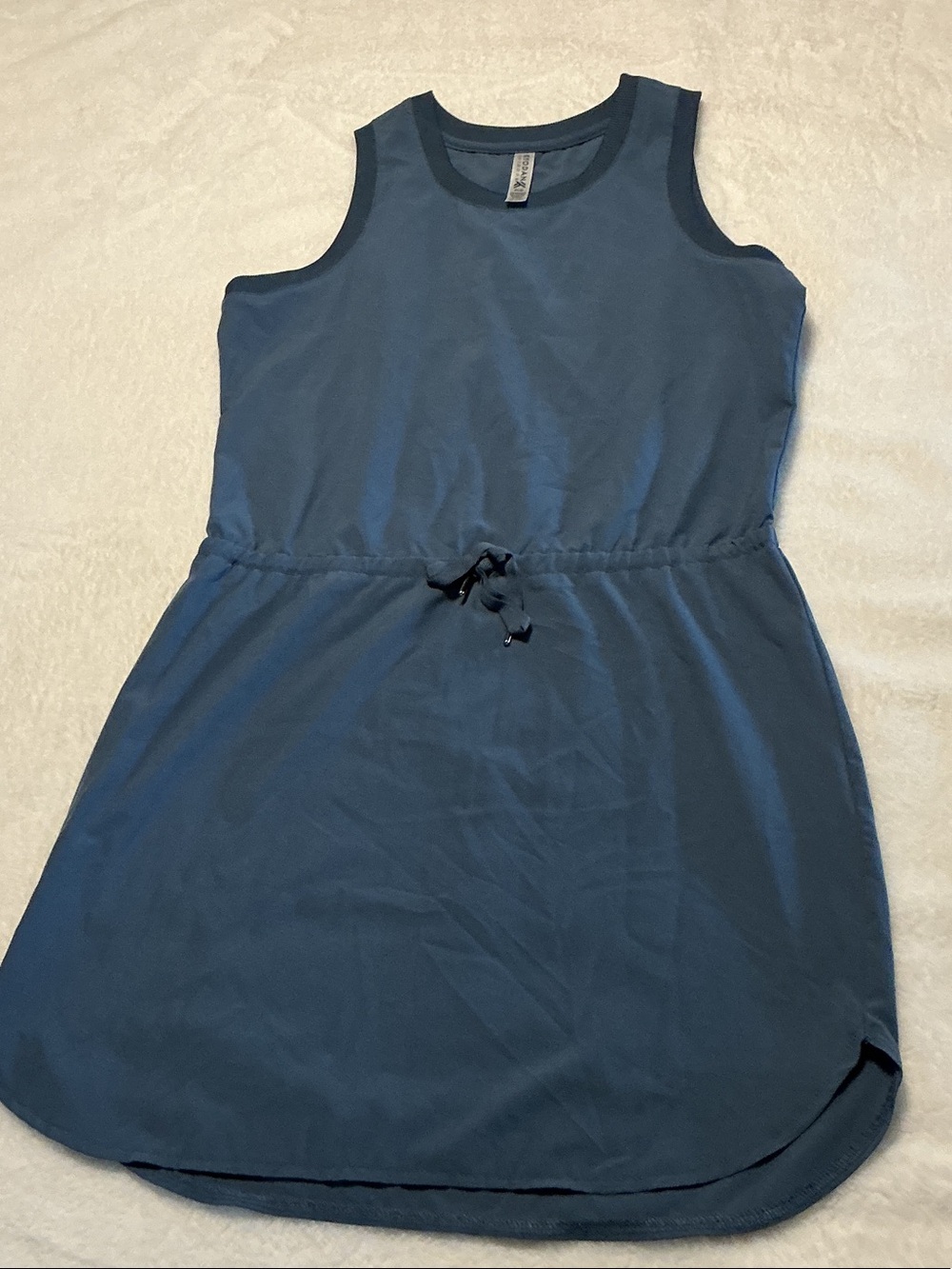 Women’s Sleeveless Athletic Drawstring Tank Dress - Blue